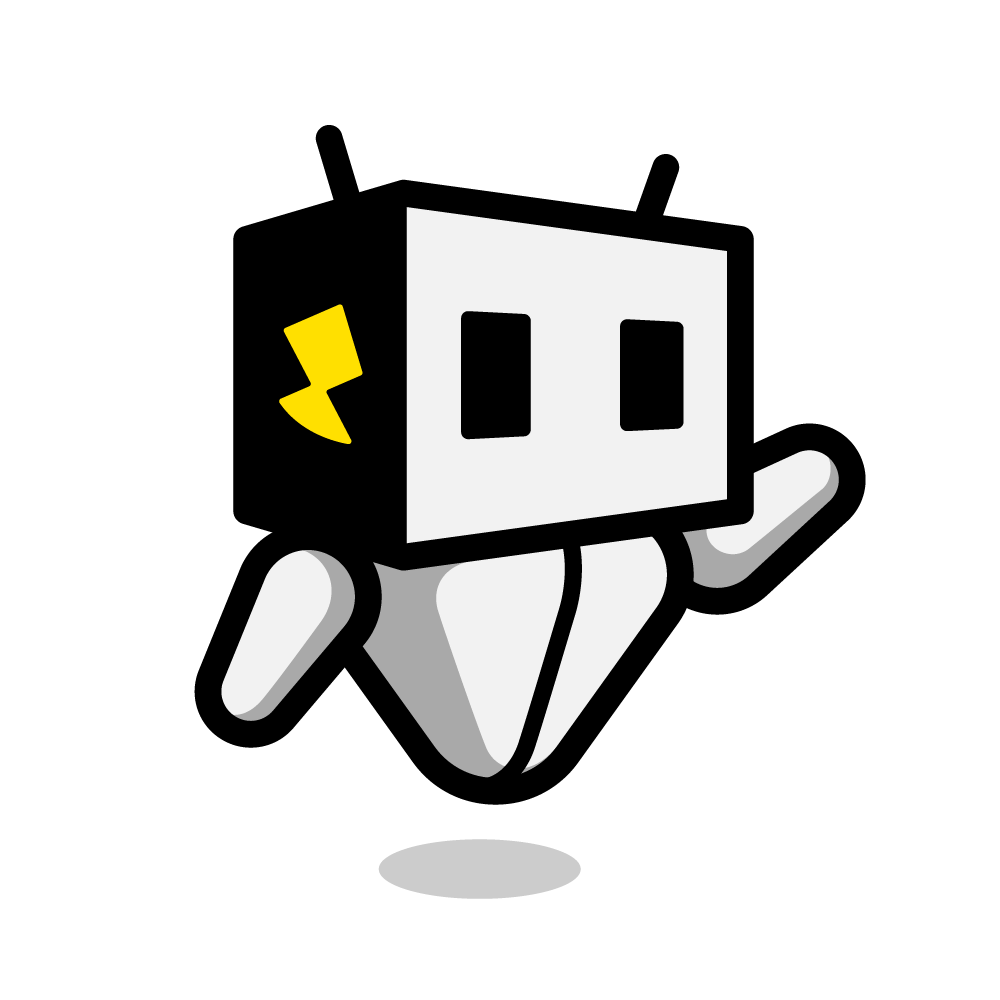 EnergyBot mascot, Ebie, waving happily